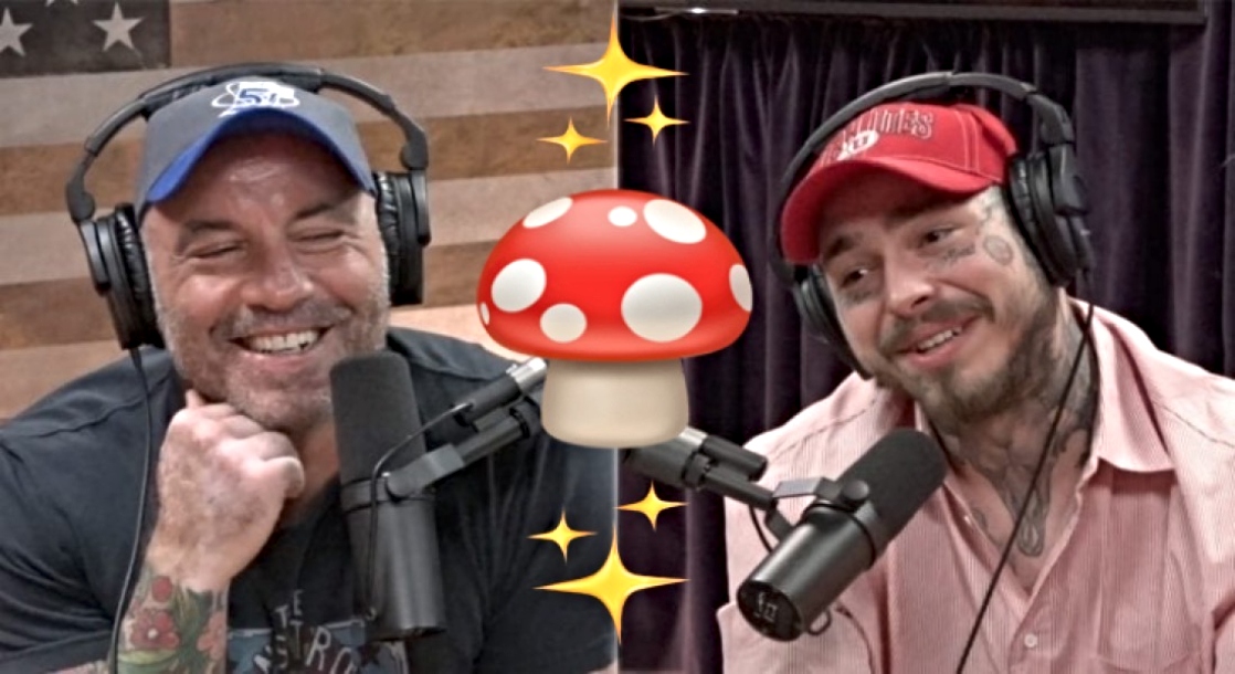 photo of Post Malone and Joe Rogan Recorded Podcast Episode While Tripping Balls on Shrooms image